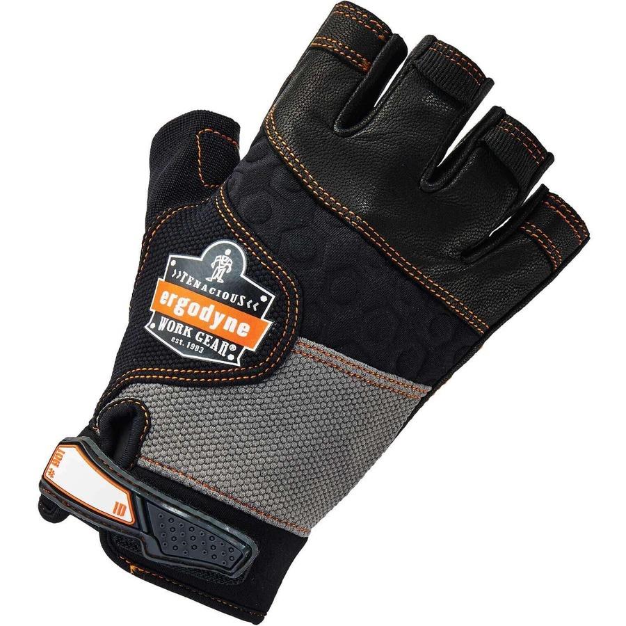 ProFlex 901 Half-Finger Leather Impact Gloves, BLACK, Size XL