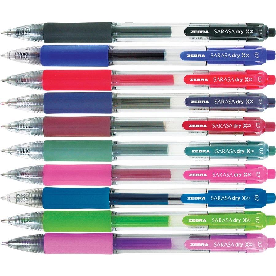 Zebra Pen Sarasa Gel Retractable Pens - Medium Pen Point - Refillable -  Retractable - Black Pigment-based Ink - Translucent Barrel - 20 / Pack -  ICC Business Products