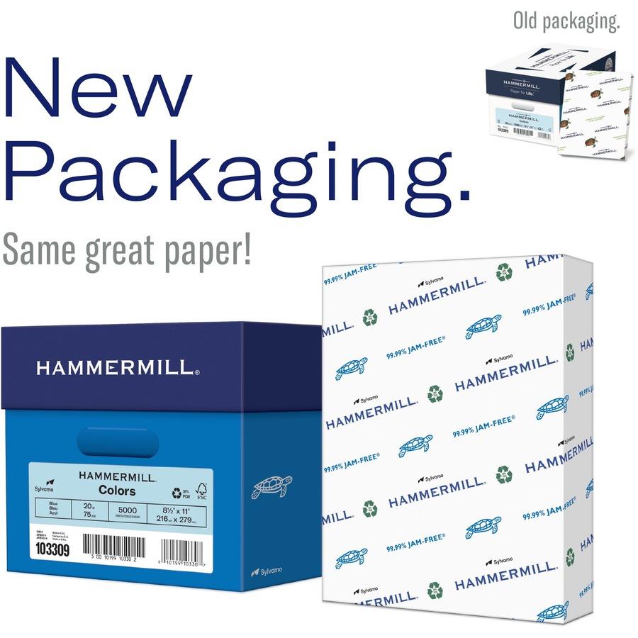 Hammermill Paper for Copy 8.5x14 Laser, Inkjet Colored Paper - Blue -  Recycled - 30% - Legal - 8 1/2 x 14 - 20 lb Basis Weight - Smooth - 500 /  Ream - SFI - ICC Business Products