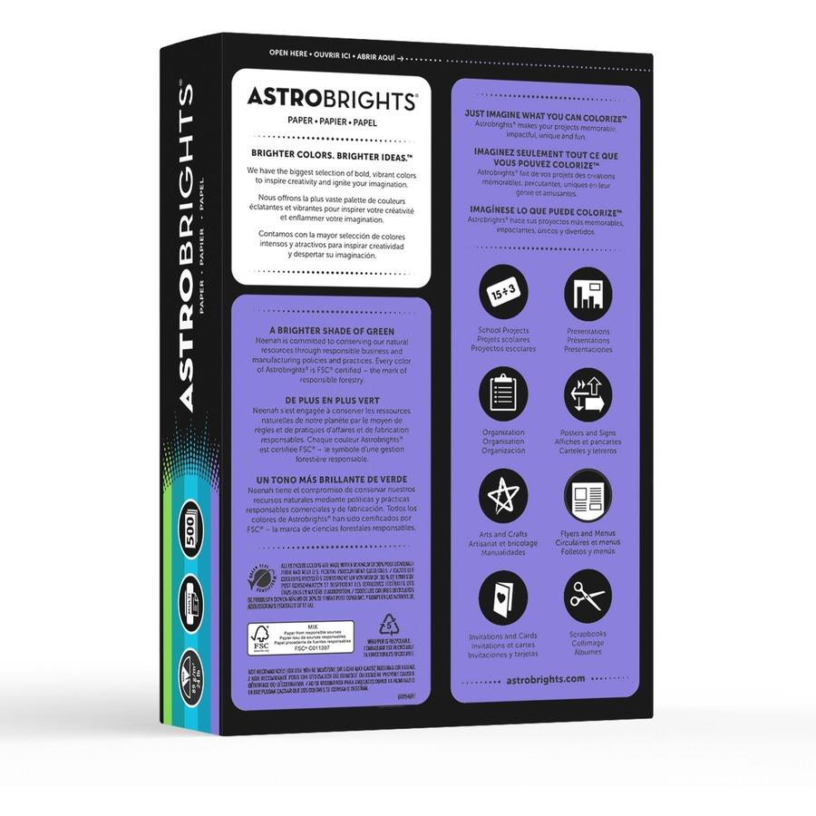 Astrobrights Color Paper - Assorted - Letter - 8 1/2 x 11 - 24 lb Basis  Weight - 500 / Ream - Green Seal - Acid-free, Lignin-free