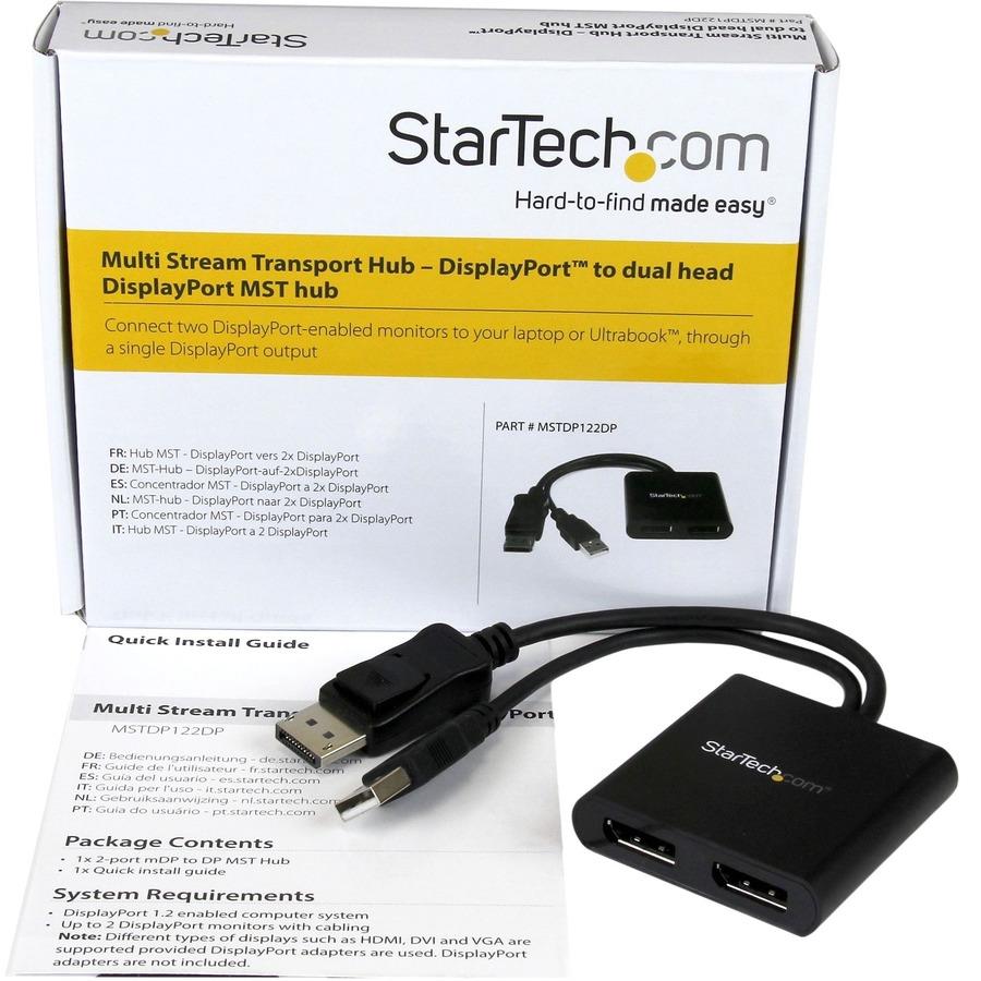 StarTech.com Dual-Monitor DisplayPort 1.2 Splitter, DisplayPort to