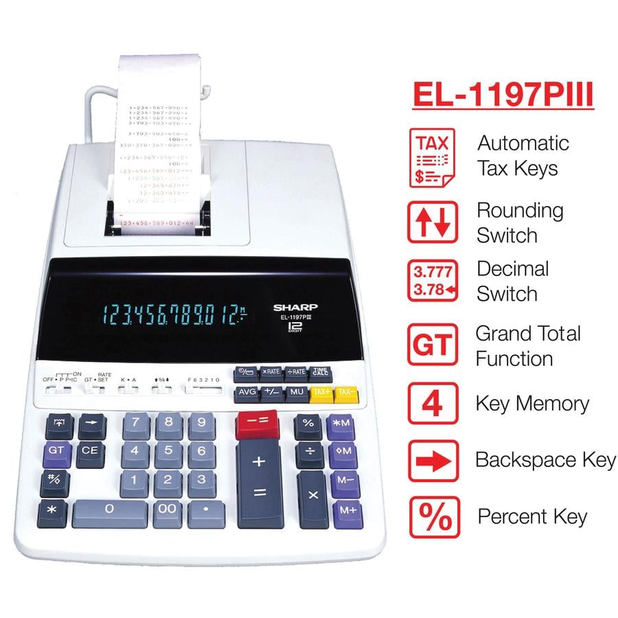 Sharp EL1197PIII, Sharp EL1197PIII 12 Digit Printing Calculator,  SHREL1197PIII, SHR EL1197PIII Office Supply Hut