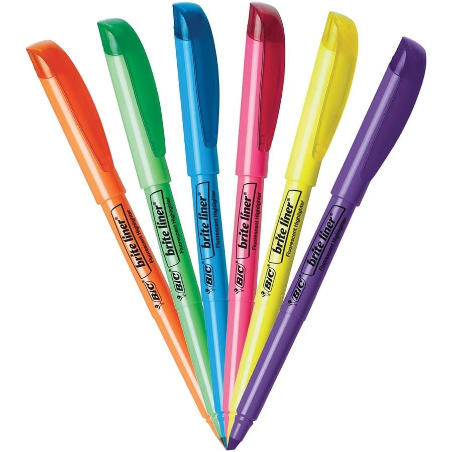 Integra Pen Style Highlighters, Assorted Fluorescent Colors- 5/Set 