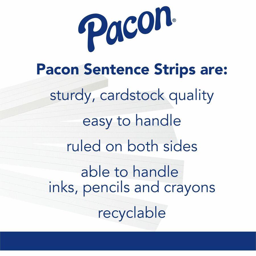 Pacon Super Bright Sentence Strips - 3H x 24W - Dual-Sided - 1.5  Rule/Single Line Rule - 100 Strips/Pack - 5 Assorted Super Bright Colors -  ICC Business Products