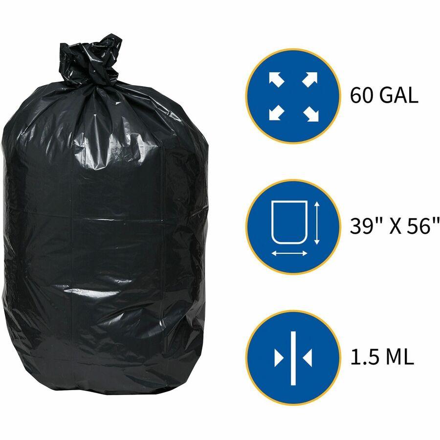 Black Garbage Trash Bags / Rubbish Bin Plastic / Big Heavy Duty Liners /  Recycling Disposables / 30 x 34 / 36 x 48 / 24 x 28