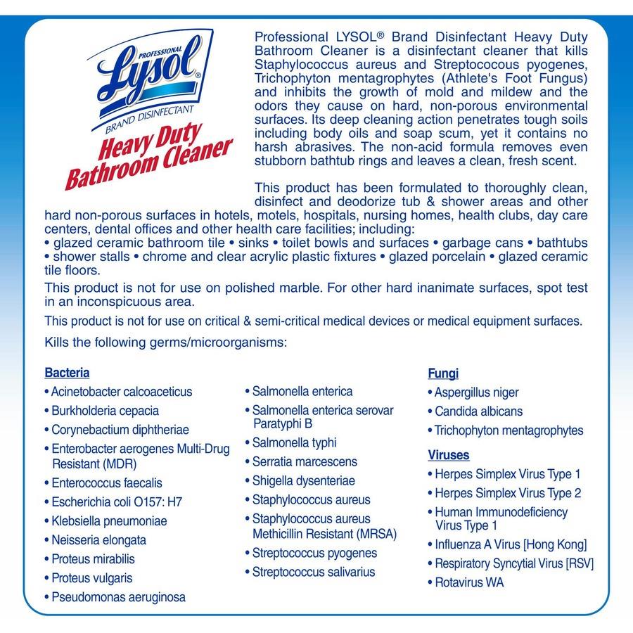 Professional LYSOL® Brand Disinfectant Heavy-Duty Bathroom Cleaner  Concentrate, 1 gal Bottle, 4/Carton