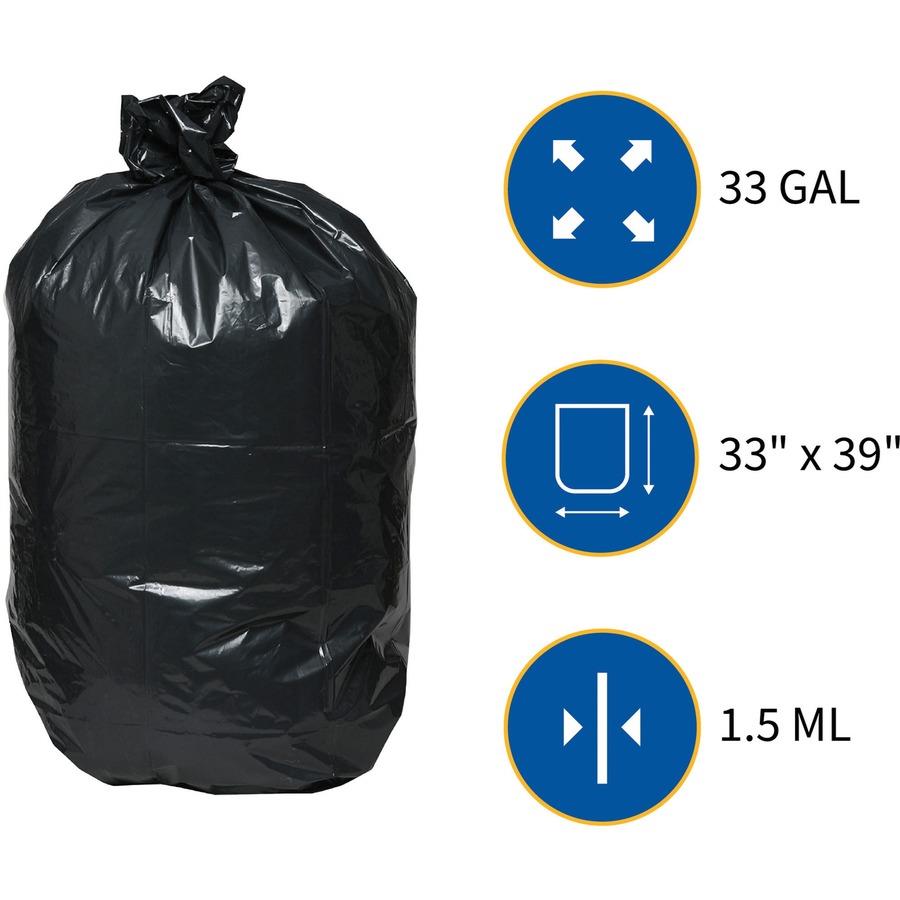 31-33 Gallon Black Trash Bags 33x40 16 Micron 250 Bags-2237