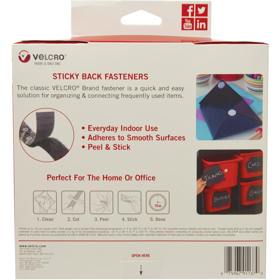 VELCRO Brand - Sticky Back Hook and Loop Fasteners| Perfect for Home or  Office | 5ft x 3/4in Roll | White