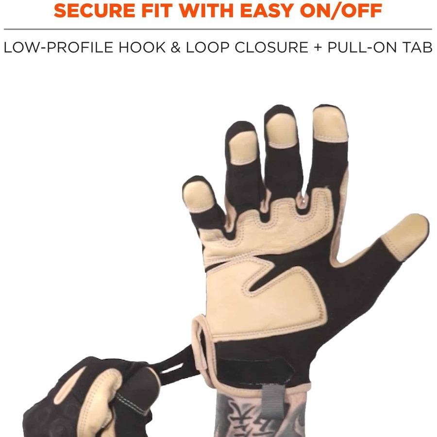 Ergodyne ProFlex 910 Half-Finger Impact Gloves + Wrist Support - Small Size  - Half Finger - Black - Anti-Vibration, Shock Resistant, Impact Resistant