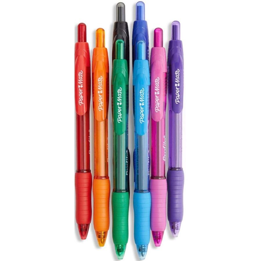 Paper Mate Profile Retractable Ballpoint Pens Bold Point 1.4 mm Translucent  Barrel Blue Ink Pack Of 4 - Office Depot