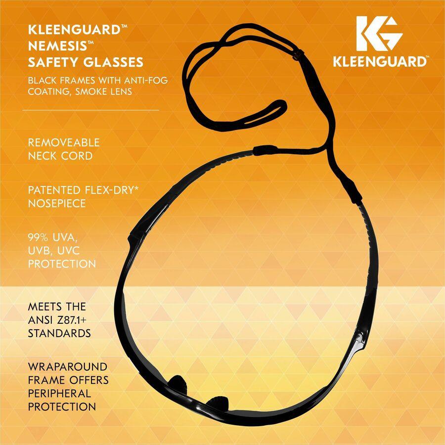 Kleenguard V30 Nemesis Safety Eyewear - Recommended for: Workplace, Home - UVA, UVB, UVC Protection - Polycarbonate - Durable, Lightweight, Wraparound Frame, Anti-fog, Flexible, Soft, Neck Cord - 12 / Box