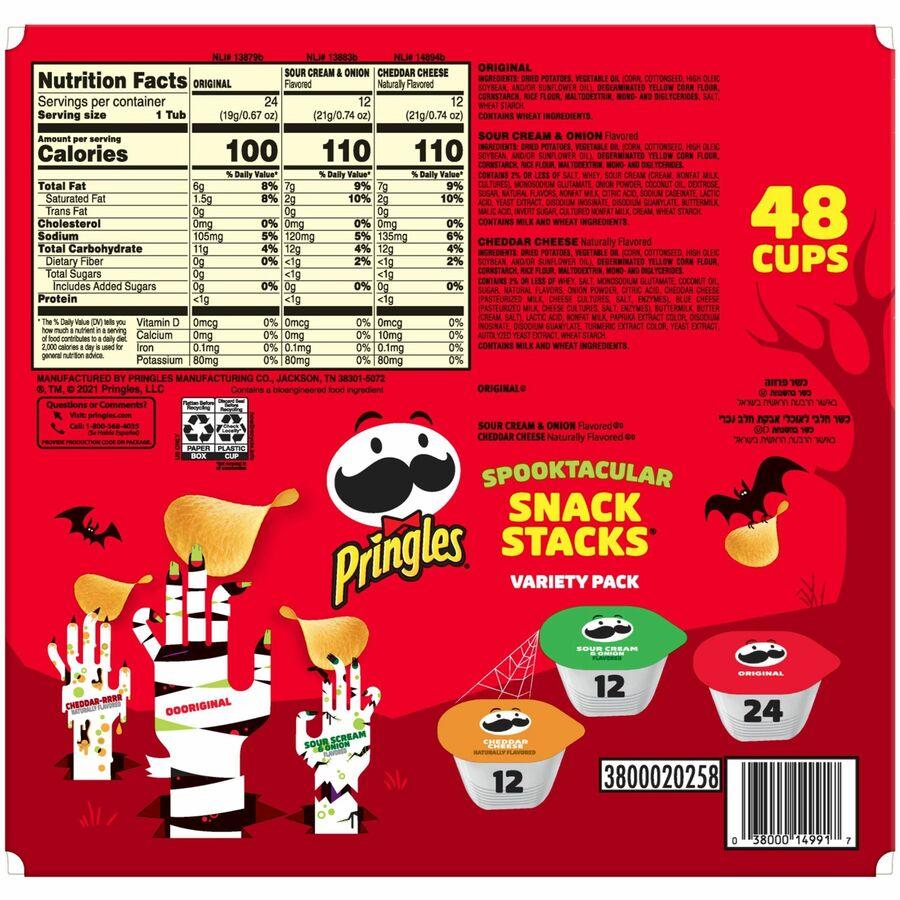 Pringles Variety Pack Potato Chips, 0.74 oz. Bags, 72 Bags/Carton