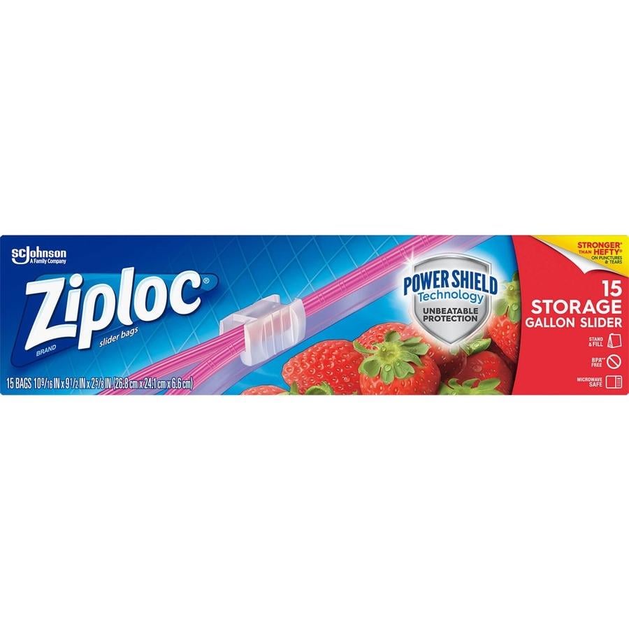 Ziploc® Gallon Storage Slider Bags - Large Size - 10.56 Width x 2.63  Length x 9.50 Depth - Sliding Closure - Blue - 1Each - 68 Per Box - Food,  Supplies - R&A Office Supplies