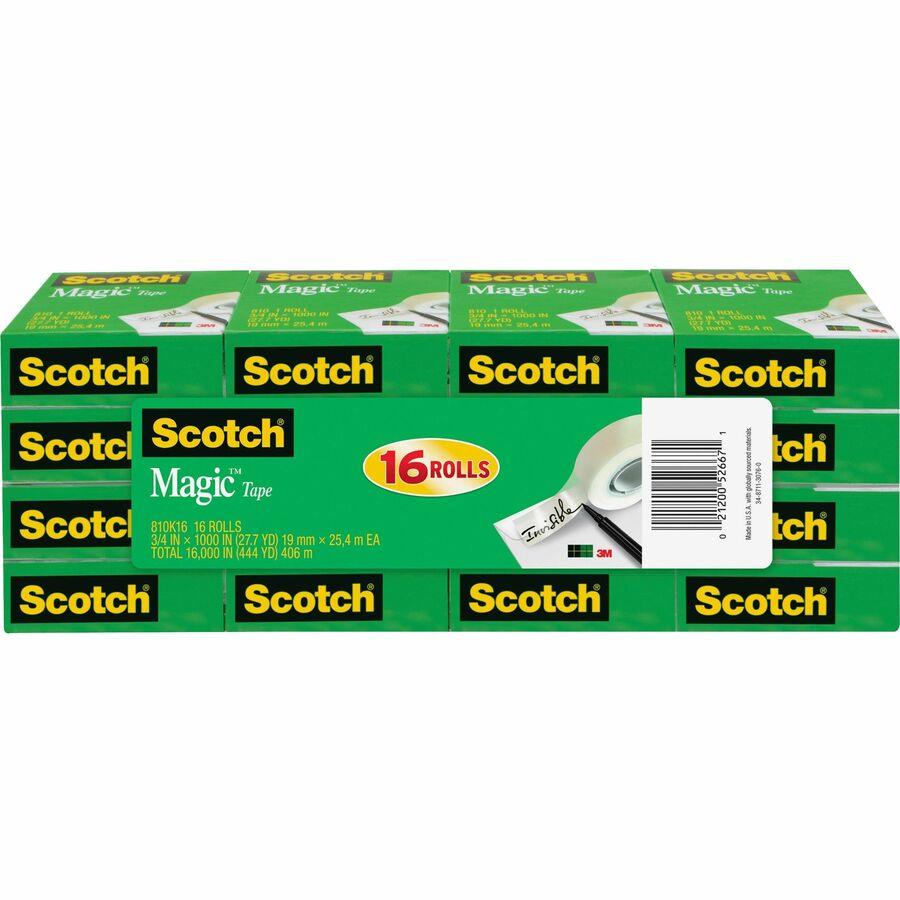 Scotch 3/4W Magic Tape - 27.78 yd Length x 0.75 Width - 1 Core - 16 /  Pack - Matte Clear - ICC Business Products