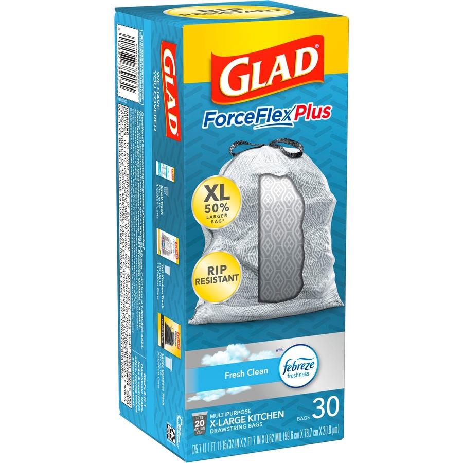 Glad ForceFlexPlus X-Large Kitchen Drawstring Trash Bags CLO78913, CLO  78913 - Office Supply Hut