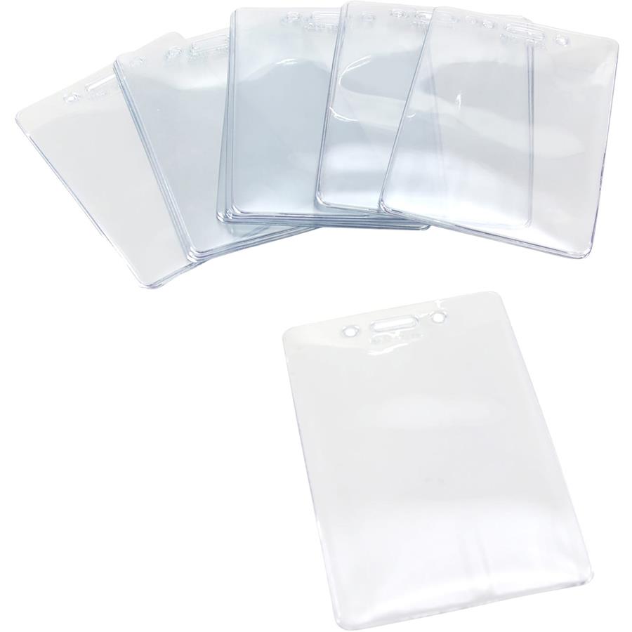 SICURIX Vertical ID Badge Holder - 3.9 x 3.6 x - Vinyl - 50 / Pack -  Clear - ICC Business Products