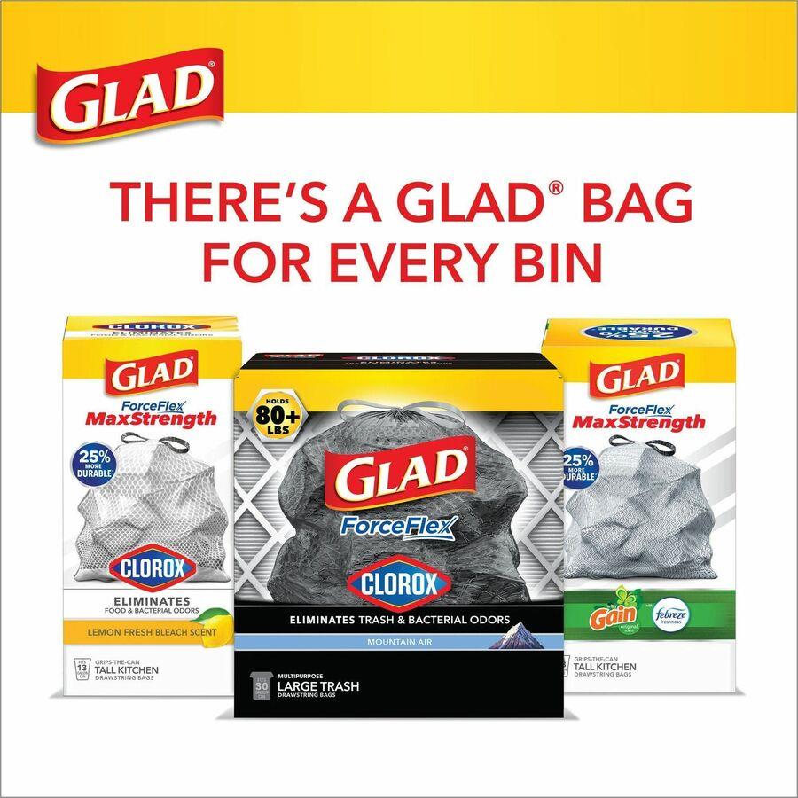 Glad ForceFlex 13 Gallon Tall Trash Bags - 13 gal - 0.82 mil (21 Micron)  Thickness - White - 16320/