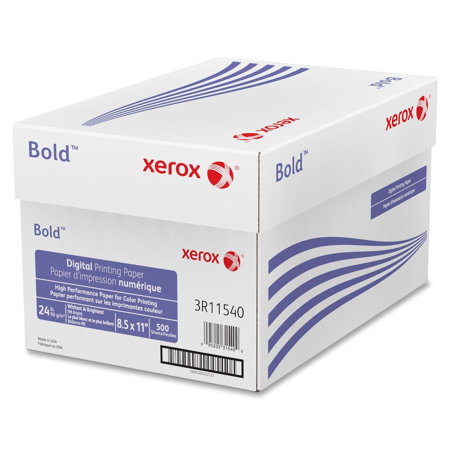 Xerox Bold Digital Printing Paper - 98 Brightness - Letter - 8 1/2 x 11 -  24 lb Basis Weight - Smooth - SFI - ICC Business Products