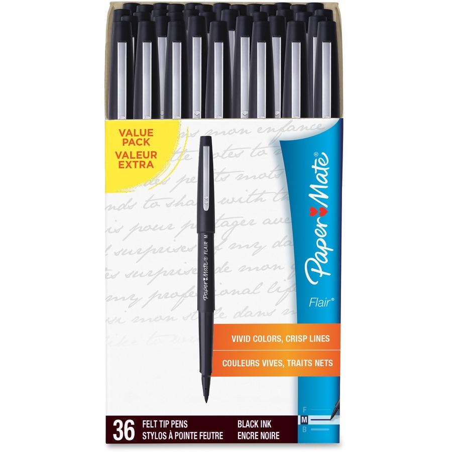 Papermate 1921070 Flair Felt Tip Marker Pen - Black Ink, Medium