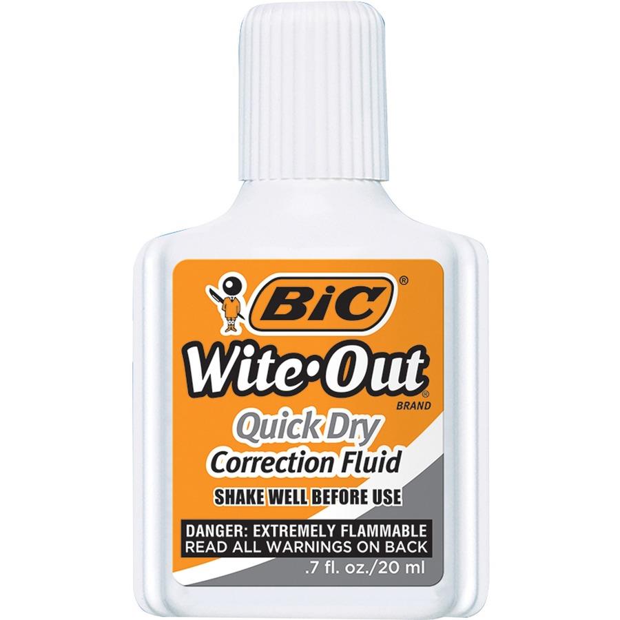 BIC Wite-Out Quick Dry Correction Fluid - Foam Brush Applicator - 20 mL -  White - 12 / Dozen - ICC Business Products