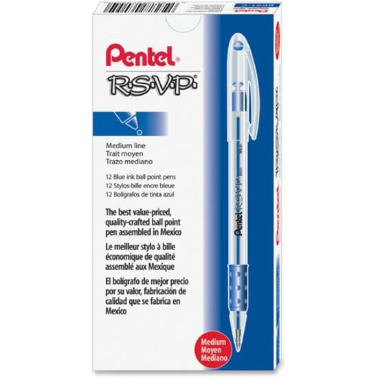 Pentel R.S.V.P. Ball Point Pen, Fine, Blue Ink, School Supplies
