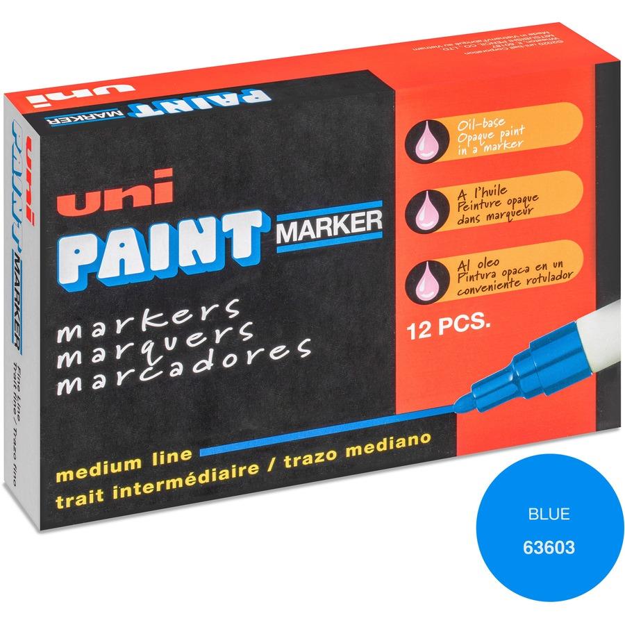 uni-ball Uni-Paint PX-20 Oil-Based Medium Point Marker - Medium Marker Point  - Blue Oil Based Ink - White Barrel - 1 Each - ICC Business Products