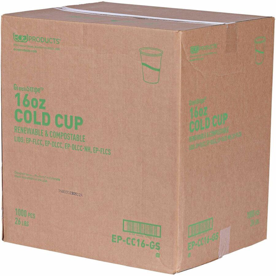 GreenStripe Renewable and Compostable Cold Cups, 16 oz, Clear, 50/Pack, 20  Packs/Carton - mastersupplyonline