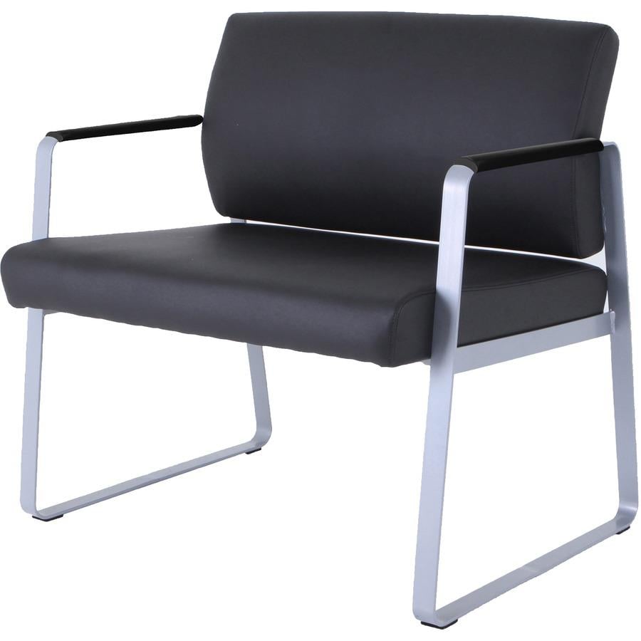 500 lbs. Capacity Antimicrobial Black Vinyl Guest Chair with Arms