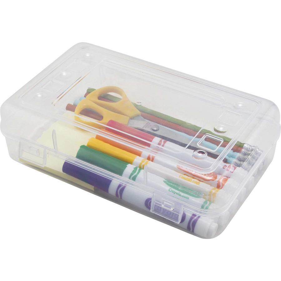 Gem Office Products Clear Pencil Box - External Dimensions: 8.5 Width x  5.5 Depth x 2.5 Height - Hinged Closure - Polypropylene - Clear - For Pen/ Pencil - 1 Each