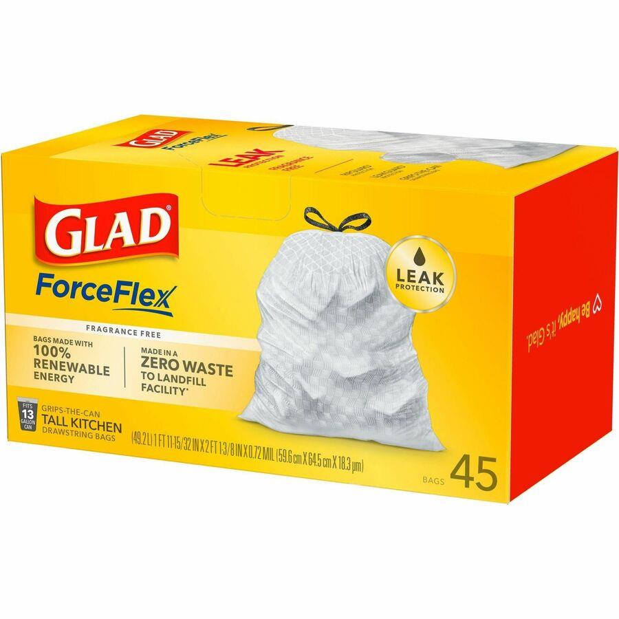 Glad ForceFlex Tall Kitchen Drawstring Trash Bags - 13 CLO78526CT, CLO  78526CT - Office Supply Hut