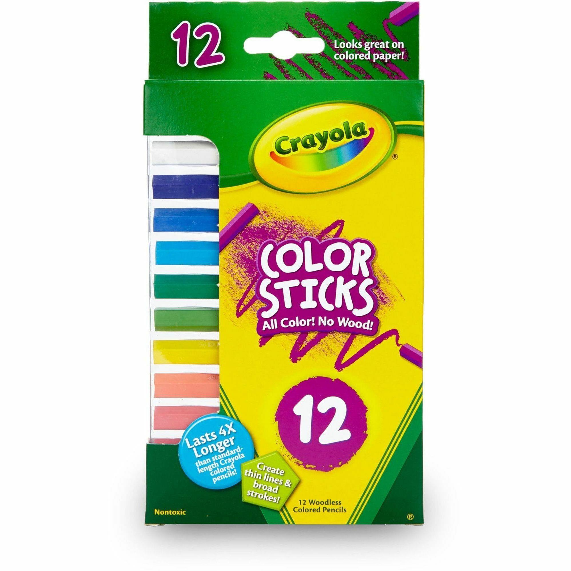 Crayola 12 Color Colored Pencils - 3.3 mm Lead Diameter - Violet Lead -  Black Wood, Blue, Green, Brown, Orange, Red, Sky Blue, Violet, Yellow, Red  Orange, Yellow Green,  Barrel - 12 / Set - Thomas Business Center Inc