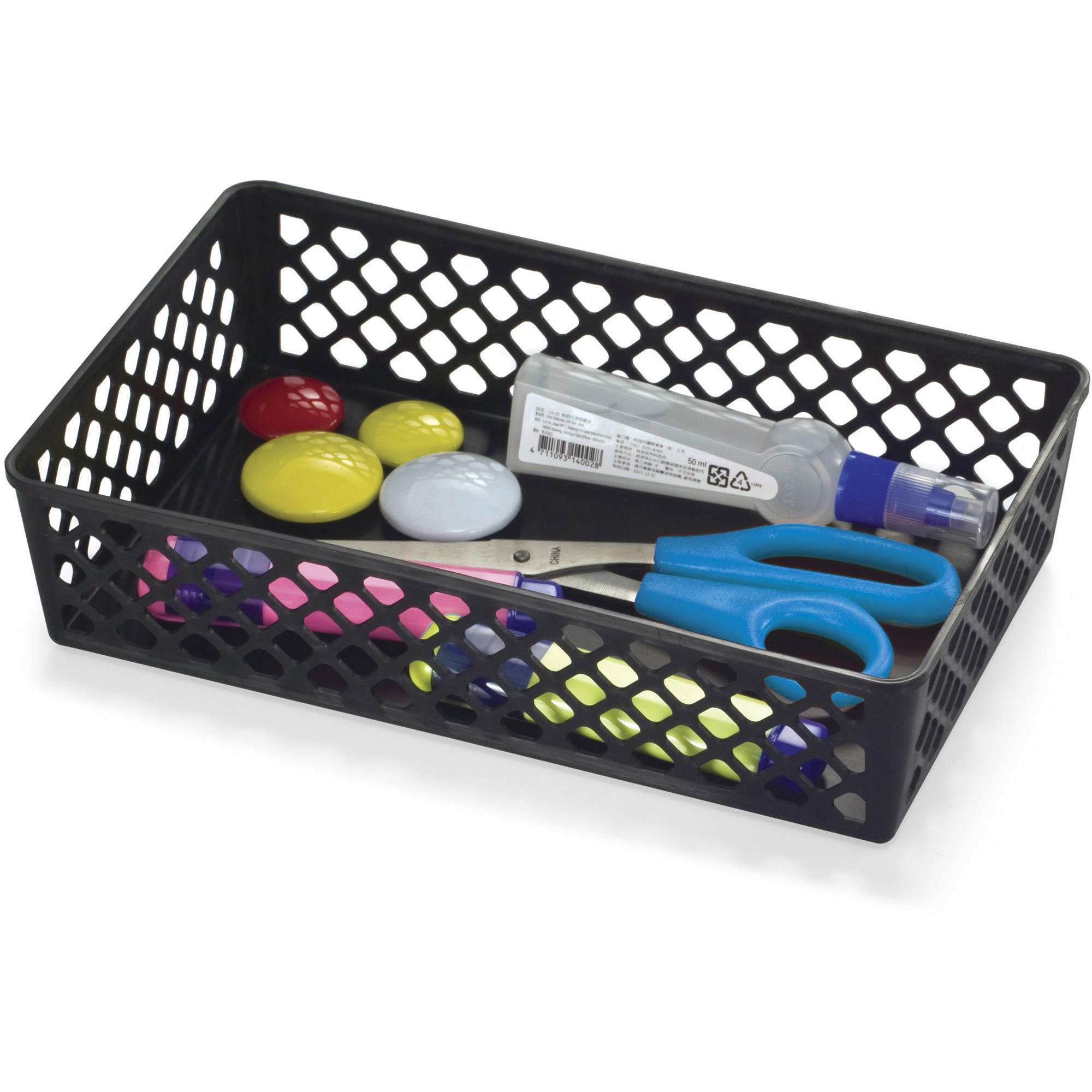 Officemate Supply Baskets - 2.4 Height x 10.1 Width x 6.1 Depth - Black  - Plastic