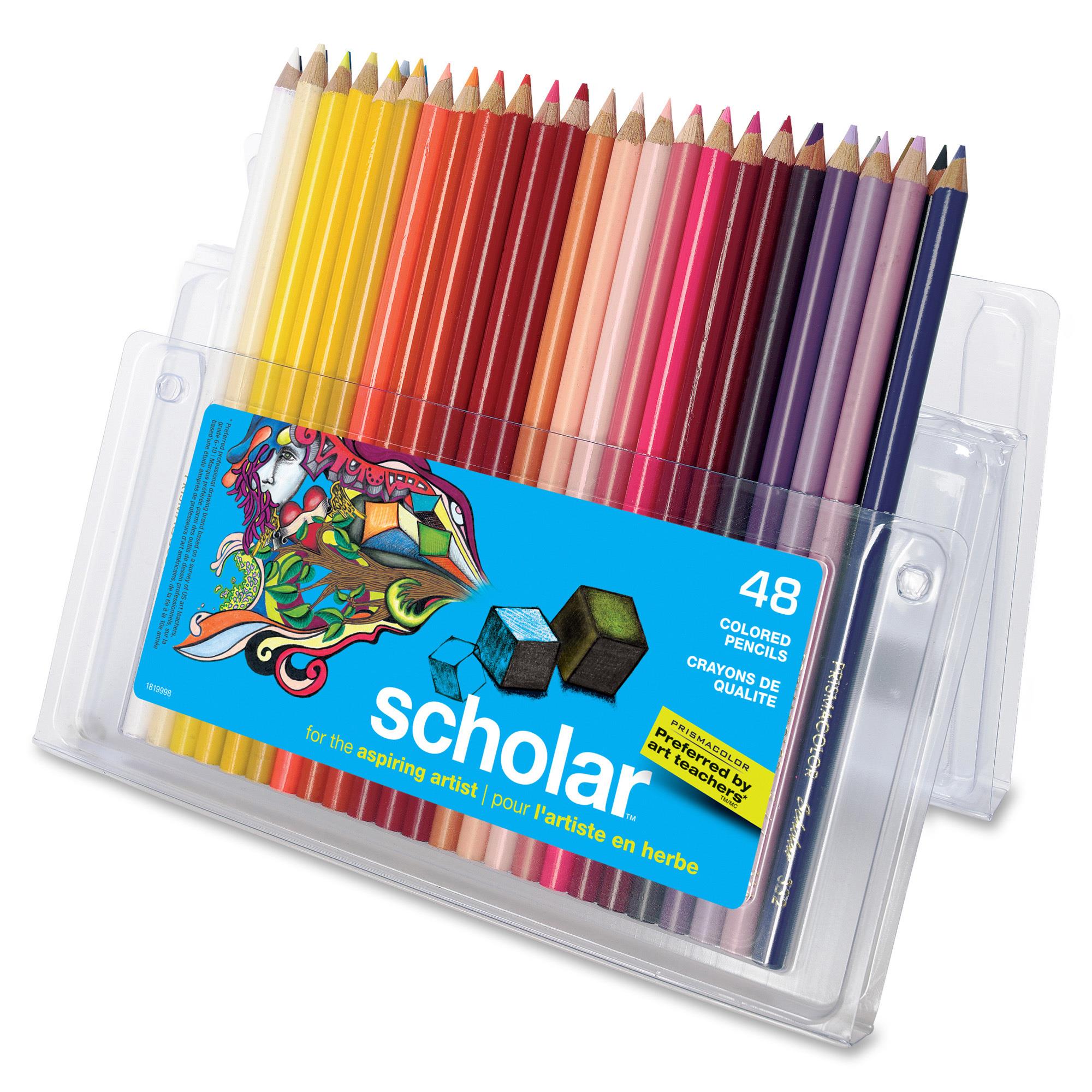 Prismacolor Scholar Colored Pencils - Assorted Lead - Assorted Wood Barrel  - 48 / Pack