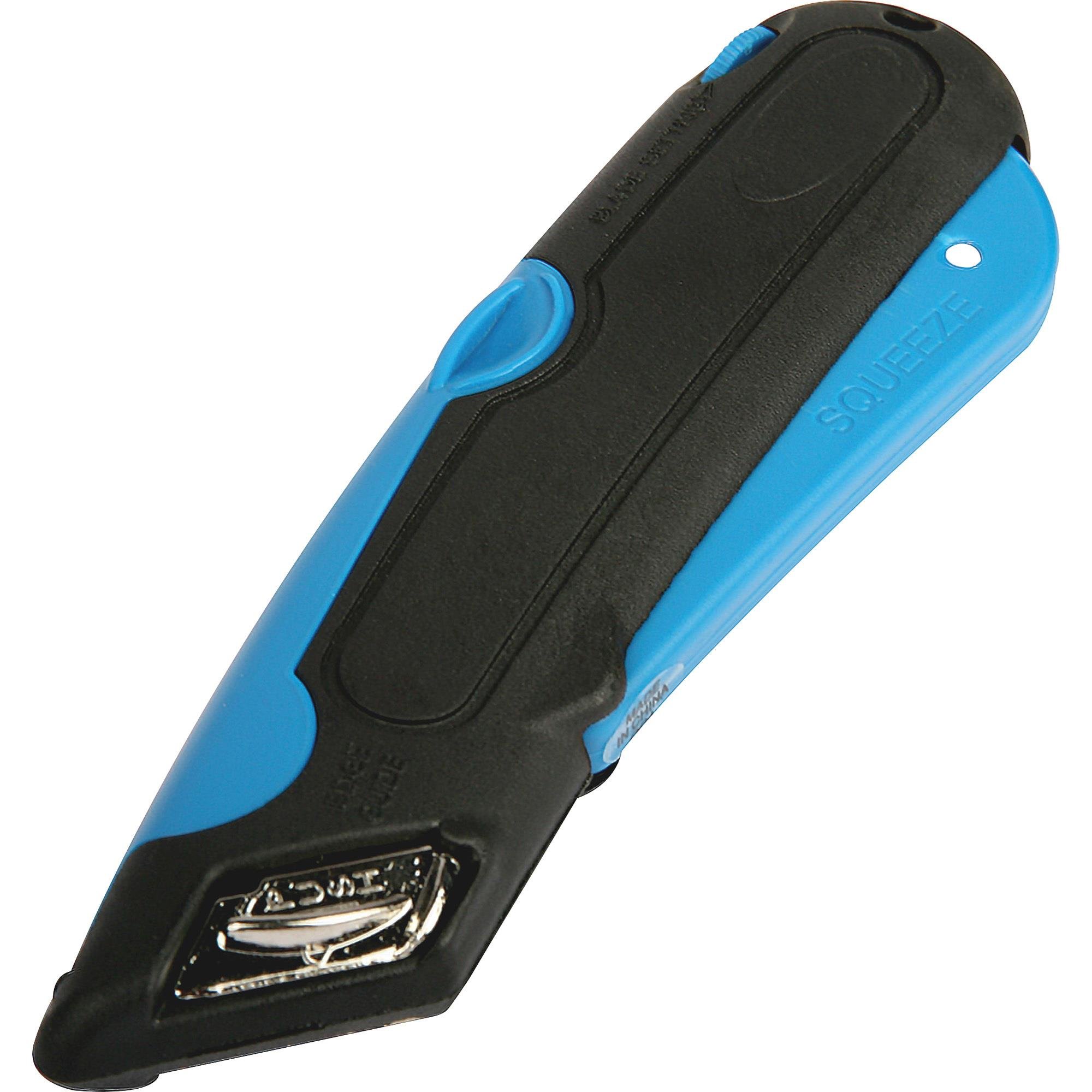 Garvey Cosco EasyCut Self-retracting Blade Carton Cutter -  Self-retractable, Locking Blade - Stainless Steel, Plastic - Blue, Black -  1 Each