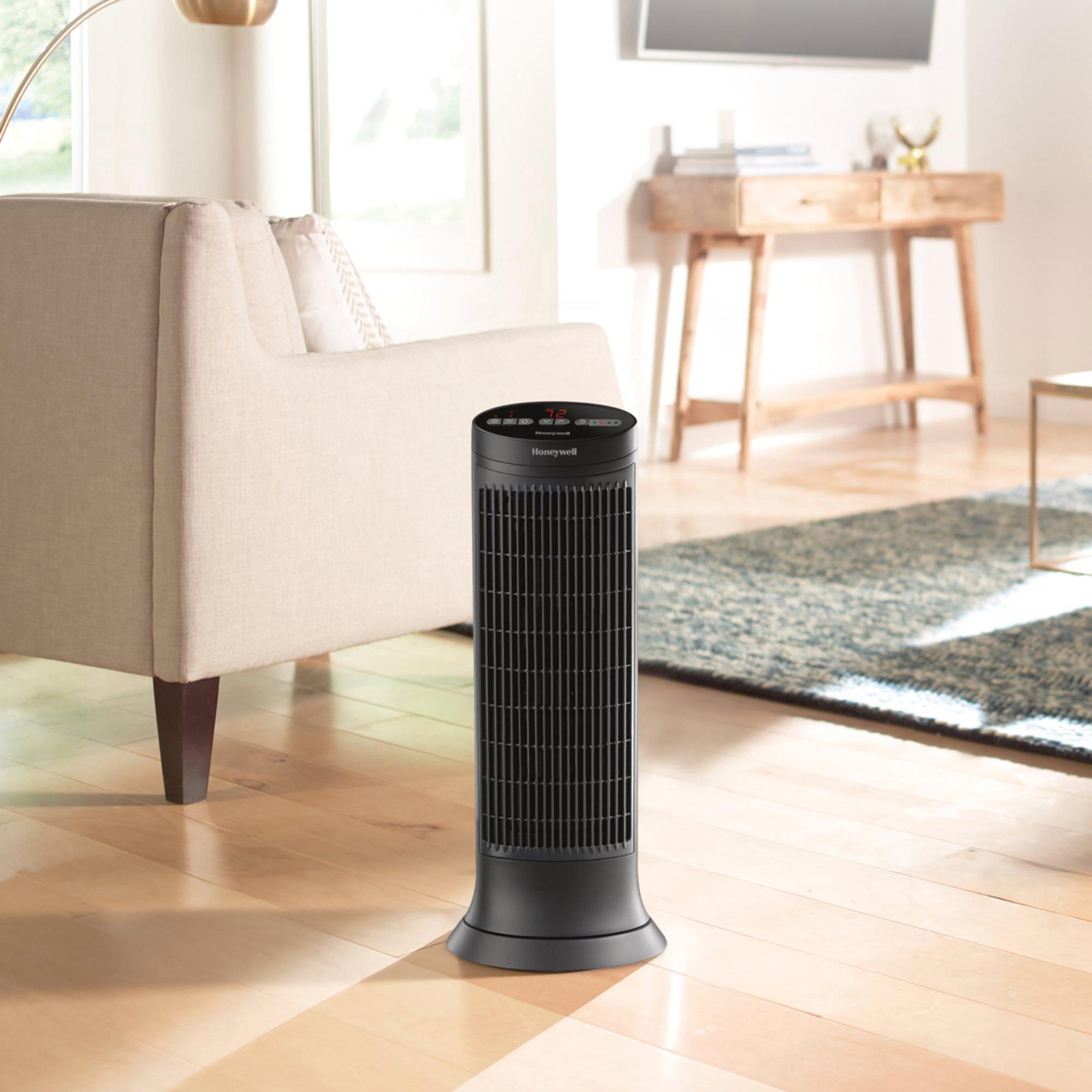 Honeywell Motion Sensor Ceramic Heater - Ceramic - 1500 W - 2 x Heat Settings - Timer - 1500 W - Oscillation - Indoor - Tower - Dark Gray