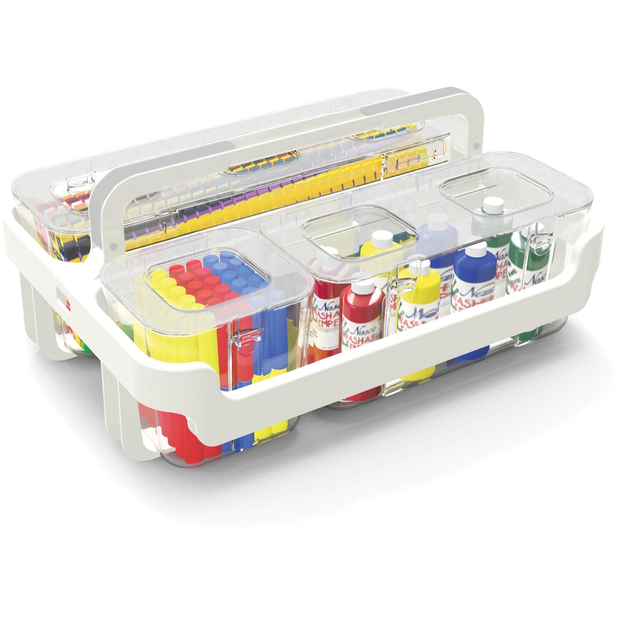 Deflecto Stackable Caddy Organizer - 6.4 Height x 14 Width x 10.1 Depth  - White - Plastic - 1 Each - DEF29003