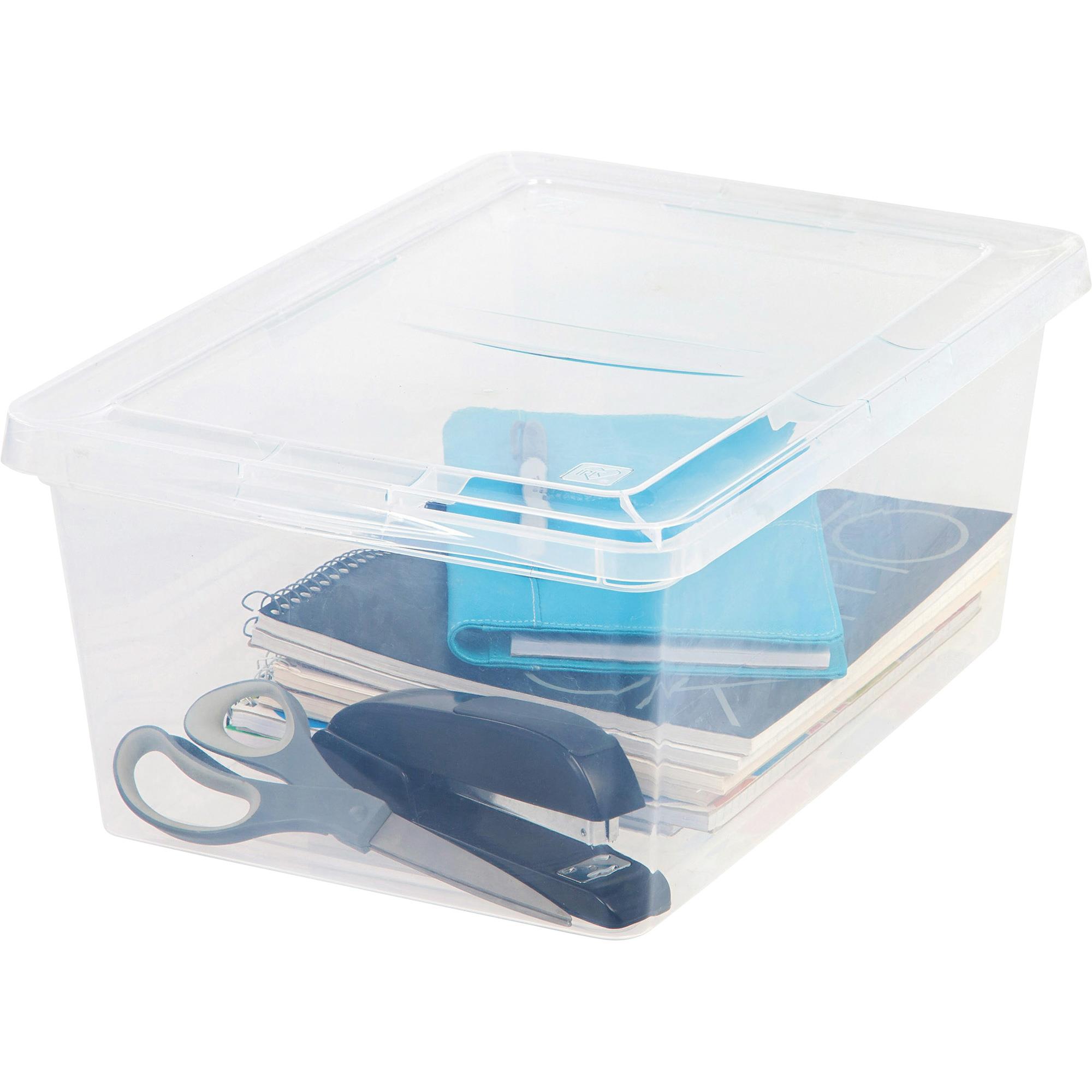 Iris 17 qt. Snap Top Plastic Storage Box in Clear with Gray Lid