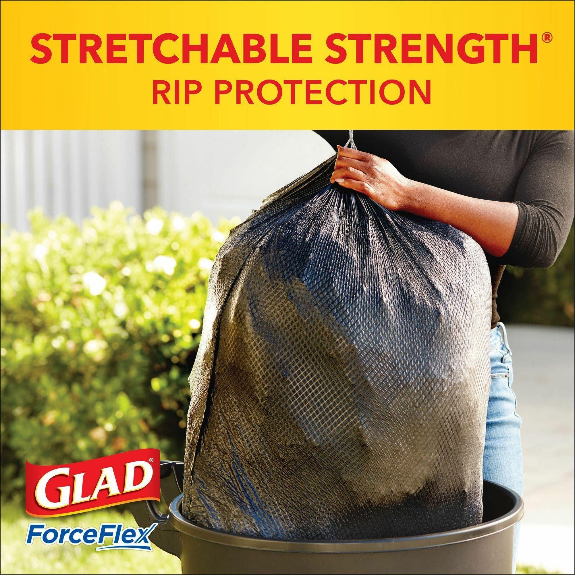 Glad ForceFlexPlus Drawstring Trash Bags 30 Gallons Black 50 Per