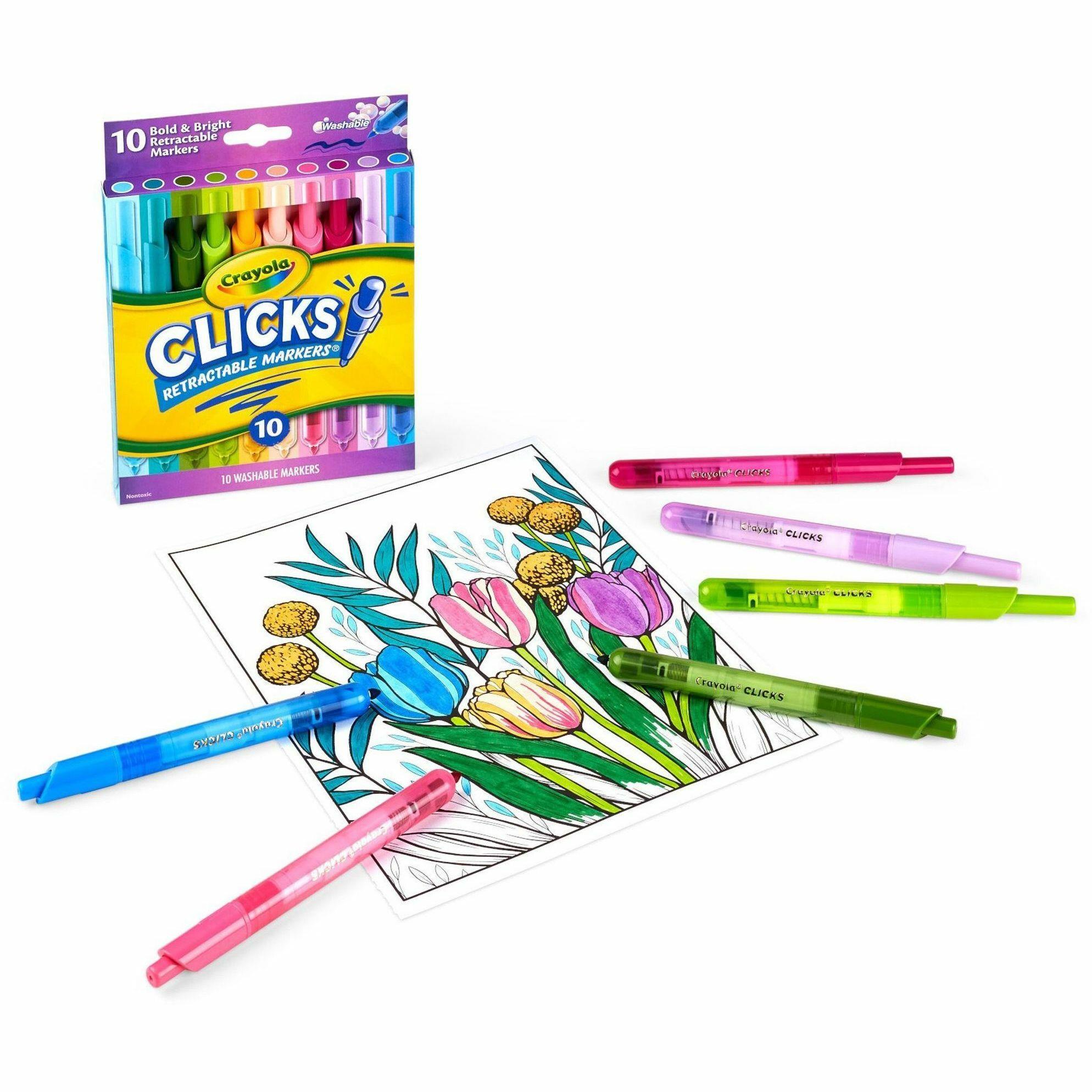 Crayola Clicks Retractable Markers - Bold Marker Point - Retractable - Multi - 1 Pack