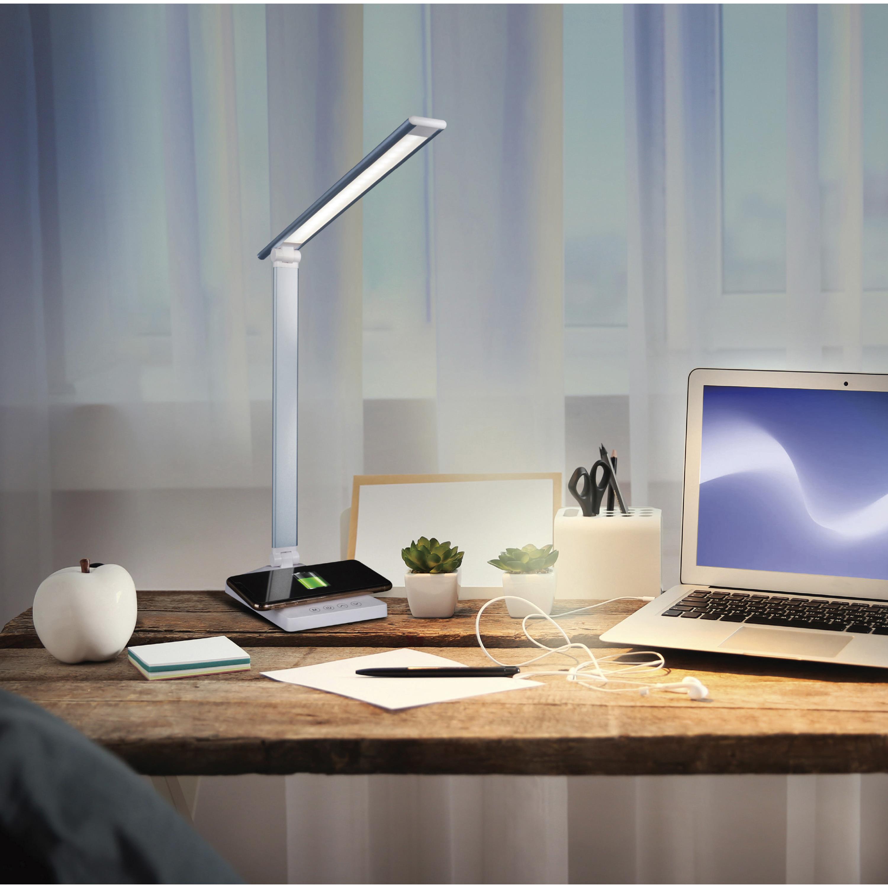 OttLite Entice LED Desk Lamp - 22 Height - LED Bulb - Qi Wireless  Charging, Foldable, Adjustable Brightness, Adjustable Height, USB Charging,  ClearSun LED, Dimmable, Touch-activated - Aluminum - Desk Mountable 