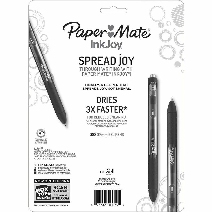 Paper Mate InkJoy® Gel Pens, Medium Point, 0.7 mm, Assorted Colors, Pack Of  20 - Medium Pen Point - 0.7 mm Pen Point Size - Retractable - Assorted  Liquid Ink - Assorted Barrel - 20 Pack