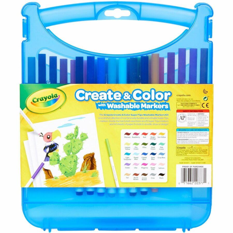 Crayola Super Tips Art Kit - Classroom, Home, Art - Recommended For 4 Year  - 65 Piece(s) - 1.25Height x 9.25Width x 11.30Length - 1 / Kit - Assorted