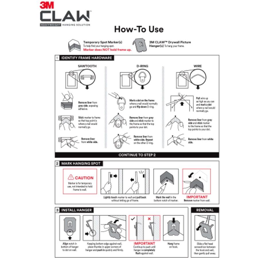 3M CLAW Drywall Picture Hanger - 45 lb (20.41 kg), 25 lb (11.34 kg