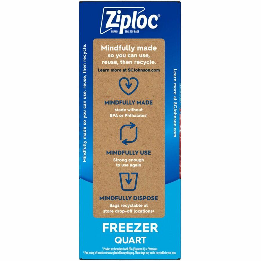 Ziploc Brand Freezer Quart Bags, with Grip 'n Seal Technology, 38