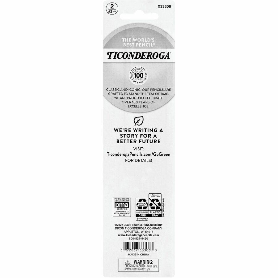 Ticonderoga Pre-Sharpened No. 2 Pencils - #2 Lead - 10.3 mm Lead Diameter -  Graphite Lead - Yellow Wood Barrel - 2 / Pack - R&A Office Supplies