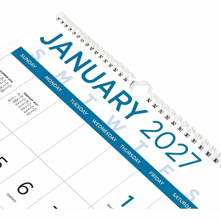 Blueline Monthly Wall Calendar, Large Print