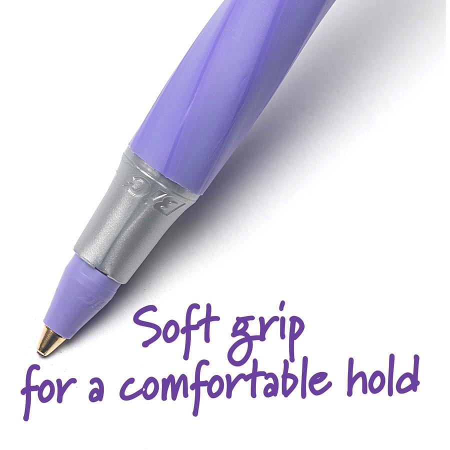 BIC Round Stic Grip Ballpoint Pen - Medium Pen Point - Purple