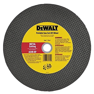 DEWALT DW8020R 14 x 1/8 x 1 Type 1 Aluminum Oxide A24P High Speed Rail Cutting Wheel