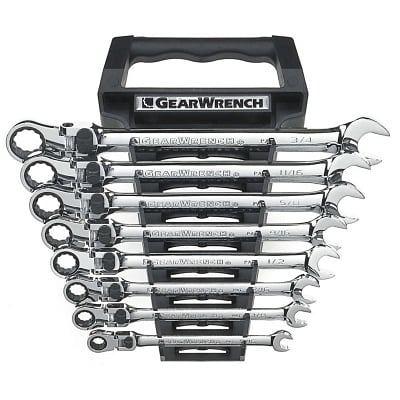 8 Pc XL Locking Flex Combination Ratcheting Wrench Sets, 12 Point, SAE