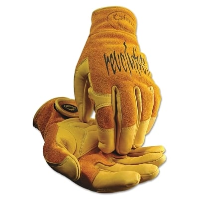 Multi-Task Welding Gloves Cow Grain Leather/Pigskin Tan/Gold Large 